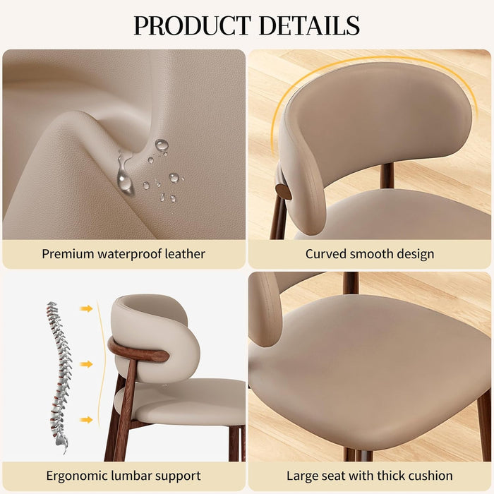 Bar Stools Set of 2 Counter Height Barstool Metal Kitchen Counter Height Bar Stool Island Chairs 26 Inch, Walnut/Khaki - ShipItFurniture