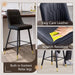 Bar Stools Set of 2,Counter Height Bar Stools with Back,Modern Faux Leather Kitchen Stools,27"Black Barstools with Stable Metal Leg,Armless Counter Height Chair for Kitchen Island,Coffee Corner - ShipItFurniture