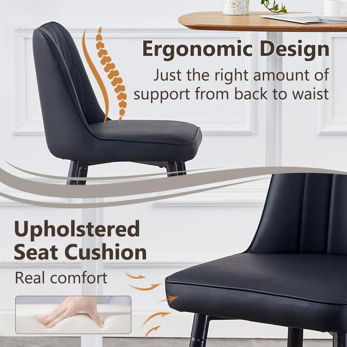 Bar Stools Set of 2,Counter Height Bar Stools with Back,Modern Faux Leather Kitchen Stools,27"Black Barstools with Stable Metal Leg,Armless Counter Height Chair for Kitchen Island,Coffee Corner - ShipItFurniture