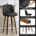 Bar Stools Set of 4, 26" Counter Height Swivel Bar Stools with Back,Walnut Bentwood Legs, Faux Leather Upholstered Counter Stools, Modern Counter Chairs Bar Stool for Kitchen Island, Black - ShipItFurniture