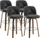 Bar Stools Set of 4, 26" Counter Height Swivel Bar Stools with Back,Walnut Bentwood Legs, Faux Leather Upholstered Counter Stools, Modern Counter Chairs Bar Stool for Kitchen Island, Black - ShipItFurniture