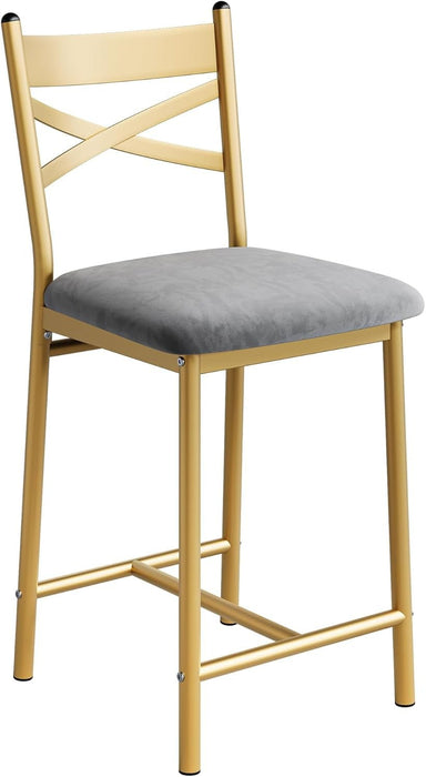 Bar Stools Set of 4, Upholstered Bar Chairs with Back, Thick Cushion, Counter Height Barstools for Kitchen Island Apartment Counter Bar (4) - ShipItFurniture