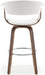 Bar Stools, Swivel Bar Stools with Walnut Bentwood Legs, 29 Inch Bar Height, Upholstered PU Leather Barstools with Backs, Mid - Century Kitchen Island Dining Bar Stool Chairs, White - ShipItFurniture