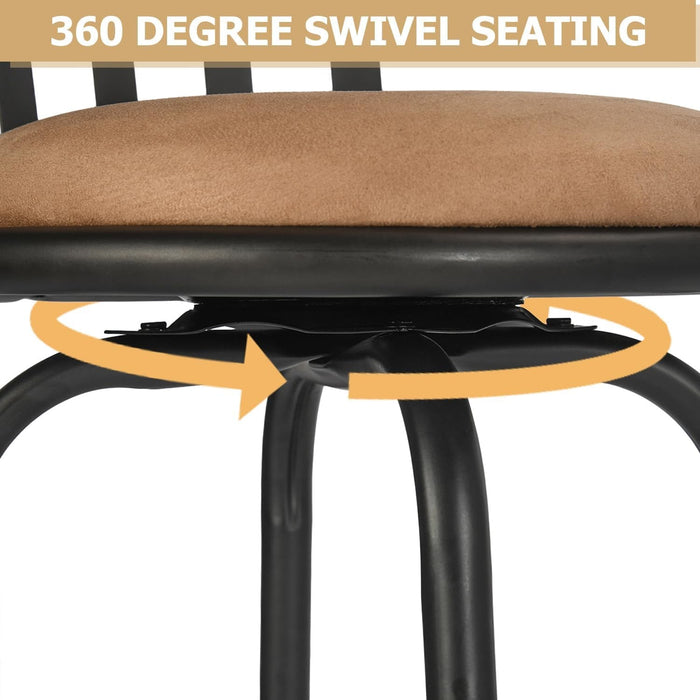 Bar Stools Swivel Set of 3, Barstools Adjustable Counter Height Low Back with Comfortable Footrest, Armless Bar Chairs for Kitchen Island Bar Height with Interchangeable Legs, 24/29 Inch, Brown - ShipItFurniture