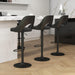 Barstools Set of 3, Height Adjustable Swivel Counter Bar Stool with Hollowed - Out PP Back, Upholstered Chair with Black Metal Base Footrest, Black Seat - ShipItFurniture