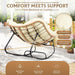 Oversized Wicker Rocking Chair Indoor Outdoor, 450 LBS Heavy Duty Patio Papasan Egg Chair with Cushion, E-Coated Frame Lounge Rocker for Balcony Porch Garden Living Room, Beige