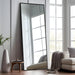 47"X16" Full Length Mirror with Standing Holder Aluminum Alloy Frame Floor Mirror Wall-Mounted Mirror for Living Room, Bedroom, Hanging or Leaning against Wall, Black (With Stand)