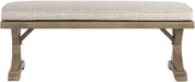 Beachcroft Patio Farmhouse Outdoor Upholstered Dining Bench, Beige