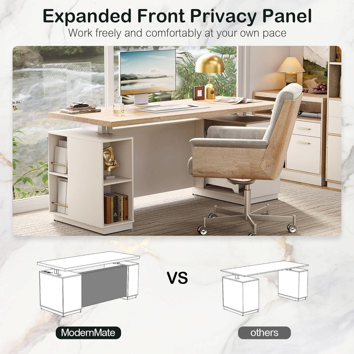 71Inch L Shaped Standing Desk With USB WalnutFinish