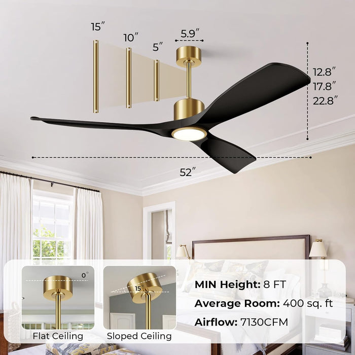 52 Inch MatteBlack Ceiling Fan EnergyEfficient Remote