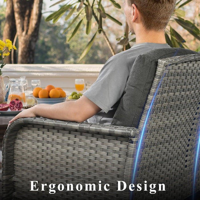 4-Piece Outdoor Patio Conversation Set, Backyard Furniture W/Loveseat, Coffee Table, Wicker Frame - Gray/Black