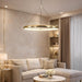 Modern Gold Ring Pendant Light 24Inch Faceted Geometric Chandelier