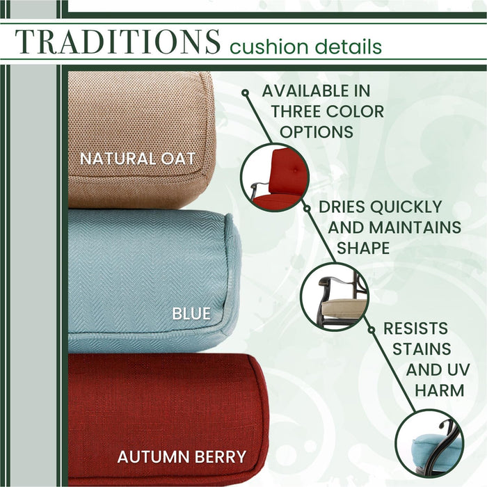 Traditions 11-Piece Patio Dining Set with 10 Stationary Chairs, Plush Red Cushions, and Extra Large Dining Table, Patio Dining Set for 10, All-Weather Rust-Resistant Luxury Outdoor Dining Set