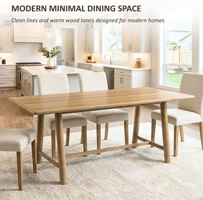 69" Dining Table for 4-6, Wood Kitchen Table with Solid Wood Legs, Modern Farmhouse Dining Furniture for Dining Room, Living Room & Home Office, Natural Finish