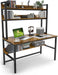 Computer Desk with Hutch, 47“W X 23.6" D Desk with Shelves, Tall Home Office Desk with Bookshelf, Metal Legs Study Table with Upper Storage Shelf for Study Writing/Workstation