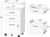 White Mobile File Cabinet, 3 Drawers, Lock