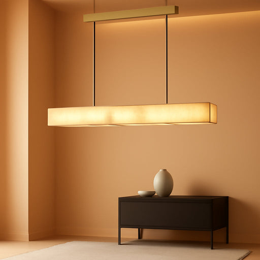 Gold Alabaster Linear Chandelier,40In,3000K