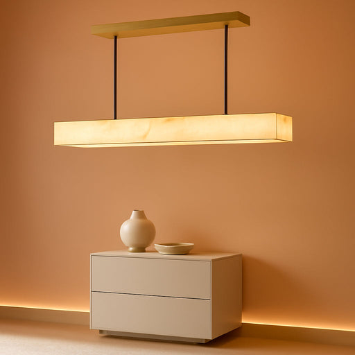 Gold Alabaster Linear Chandelier,40In,3000K