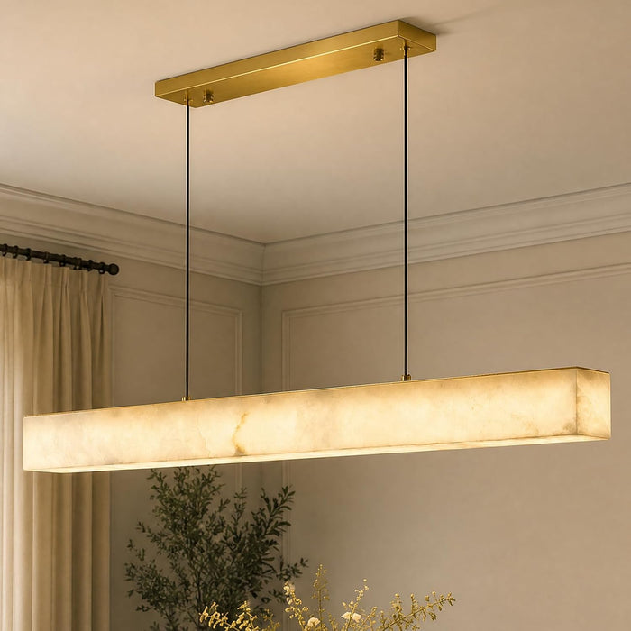 Gold Alabaster Linear Chandelier,40In,3000K