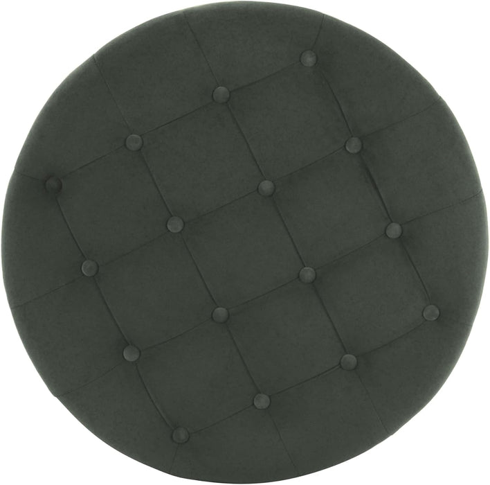 Home Decor | Large Button Tufted Velvet round Storage Ottoman | Ottoman with Storage for Living Room & Bedroom, Loden Green Velvet, 28"