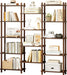 Wooden Triple Wide Bookshelf, 5-Tier Large Open Bookcase, Walnut