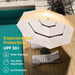 9Ft 3-Tier Patio Umbrella with Solar Lights, Table Umbrella Outdoor Patio with Easy Crank & Tilt, 8 Sturdy Ribs, UV Protection, 32 LED Lights for Deck, Poolside, Market (Beige)