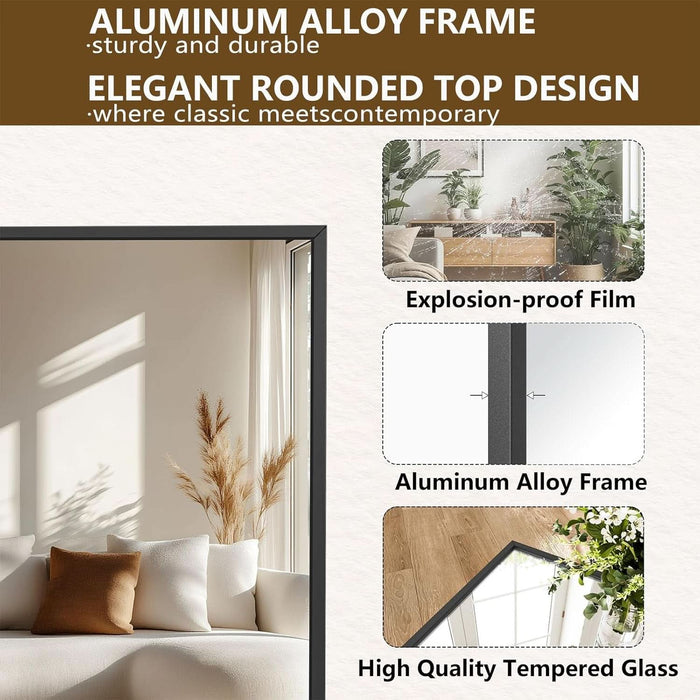 77"X38" Floor Mirror Full Length, Bedroom Floor Body Mirror with Stand, Large Black Mirror, Leaning, Standing or Hanging Horizontally/Vertically