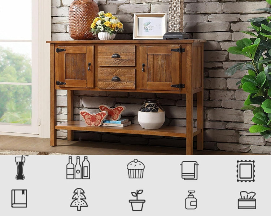 Brown Rustic Wood Sideboard 46Inch Storage Cabinet