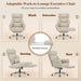 Ergonomic Criss Cross Office Chair with Footrest, Wide Executive Desk Chair with Foldable Armrest for Big and Tall, High Back Computer Chair-120° Tilt Vanity Chair for Meditation,Home,Ivory