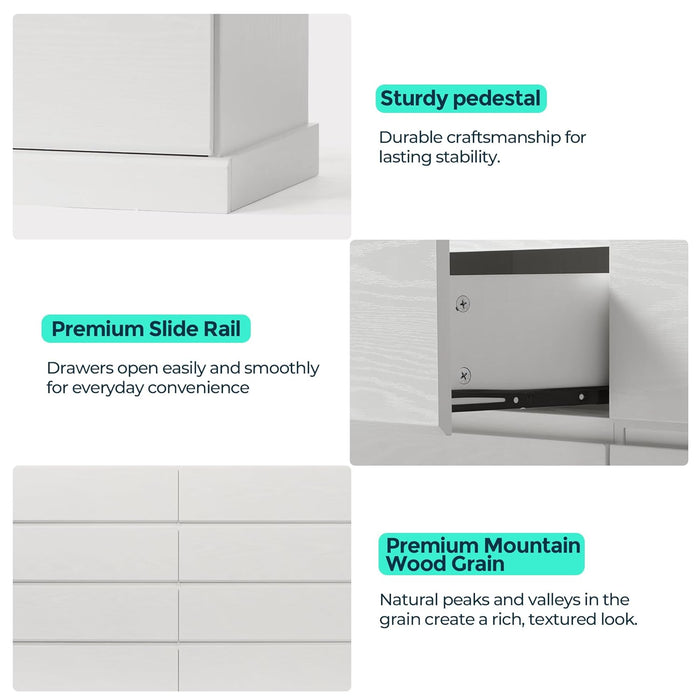 8 Drawer Dresser White Contemporary Farmhouse Storage