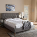 Adelaide Retro Modern Light Grey Fabric Upholstered King Size Platform Bed