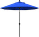 9' round Aluminum Market Umbrella, Crank Lift, Push Button Tilt, Black Pole, Sunbrella Pacific Blue