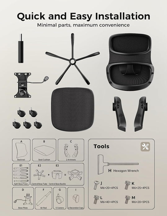 Armless Mesh Office Chair, Ergonomic Home Office Desk Chairs
