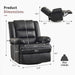 Black Swivel Rocker Recliner with Storage