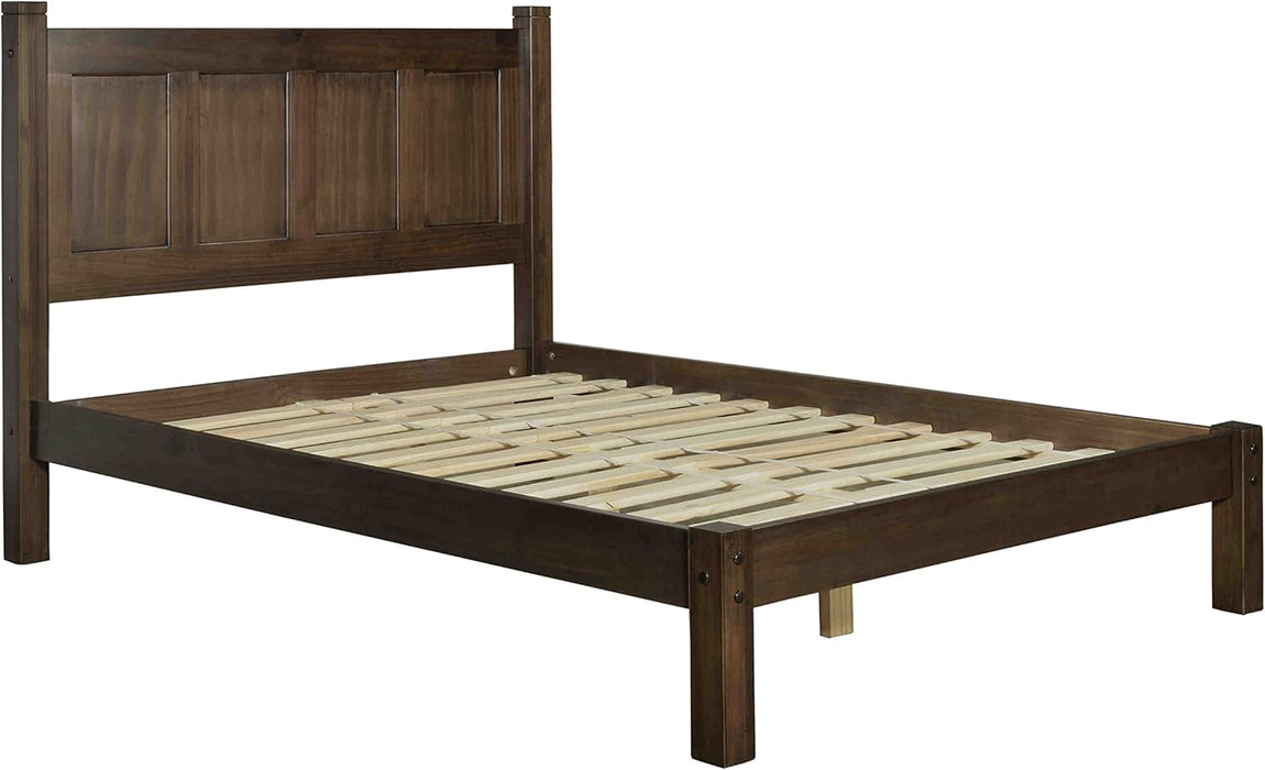 Shaker Solid Wood Panel Platform Bed, Queen Size, Expresso