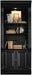 Traditional 3 Shelf Bookcase with One Canister Light Controlled in Black with Reddish Brown Rub Though
