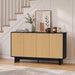 Natural Fluted Cabinet With Adjustable Shelves Storage