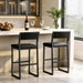 Bar Stools, Set of 2 Bar Chairs with Backrest and Footrest, 26" PU Leather Counter Height Barstools, PU Cushioned Seat, Metal Frame, for Kitchen, Dining Room, Home Bar, Black BABK11R01