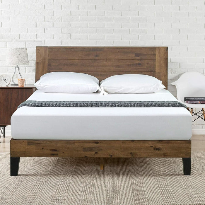 Tonja Wood Platform Bed Frame with Headboard, Mattress Foundation with Wood Slat Support, No Box Spring Needed, Easy Assembly, Queen