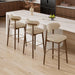 Counter Height Bar Stools, Solid Wood Barstools,30.5" Set of 3 | Curved Back & Metal Footrest,Premium Fabric Upholstered Mid Century Modern Bar-Chairs for Kitchen Island, Oatmeal