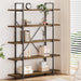 Industrial Reinforced Five Tier Bookshelf Rustic Oak