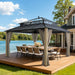 14x12 Hardtop Cedar Wood Gazebo PolycarbonateRoof CurtainsNetting
