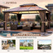 12x16 Brown Gazebo Polycarbonate Roof Aluminum Frame