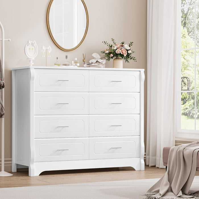 White Dresser with 8 Deep Drawers