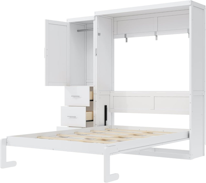 Fullsize Murphy Bed With Integrated Wardrobe Storage