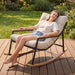 Papasan Rocking Chair with Armrest Outdoor Indoor,Heavy Duty Metal Outdoor Rocking Chair with Cushion,All-Weather Patio Lounge Chair for Balcony,Garden,Living Room (1Pcs)