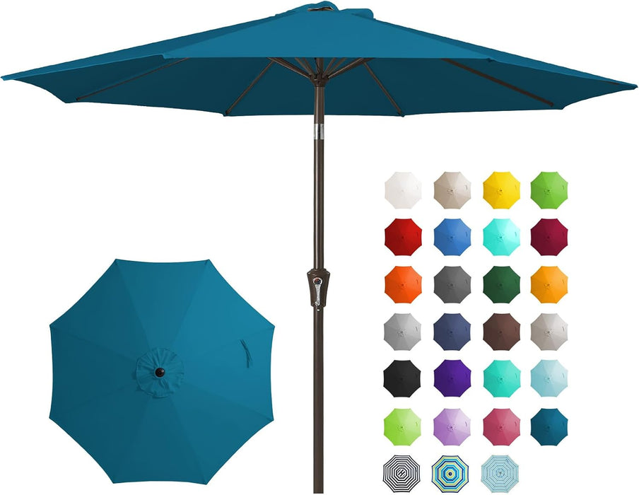 9FT Outdoor Patio Umbrella, Market Umbrella, Lake Blue