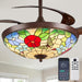 48" Tiffany Retractable Ceiling Fan with Light - (Garden, Brown)