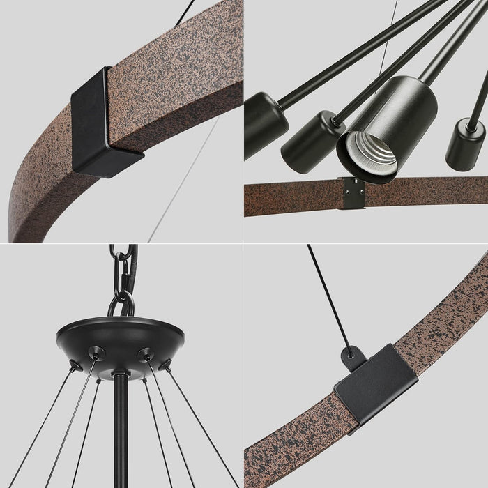 38.2 Inch Wagon Wheel Chandelier Weathered Vintage