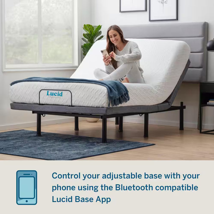 Black King Split Deluxe Adjustable Bed Frame Base with Wireless Remote and Smart App